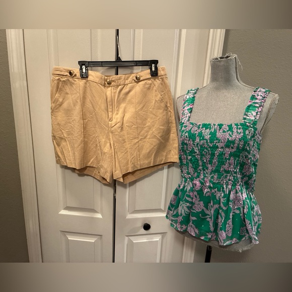 Lilly Pulitzer ladies Hadley smock top & Deloria shorts set top Sz XL/bottom 14